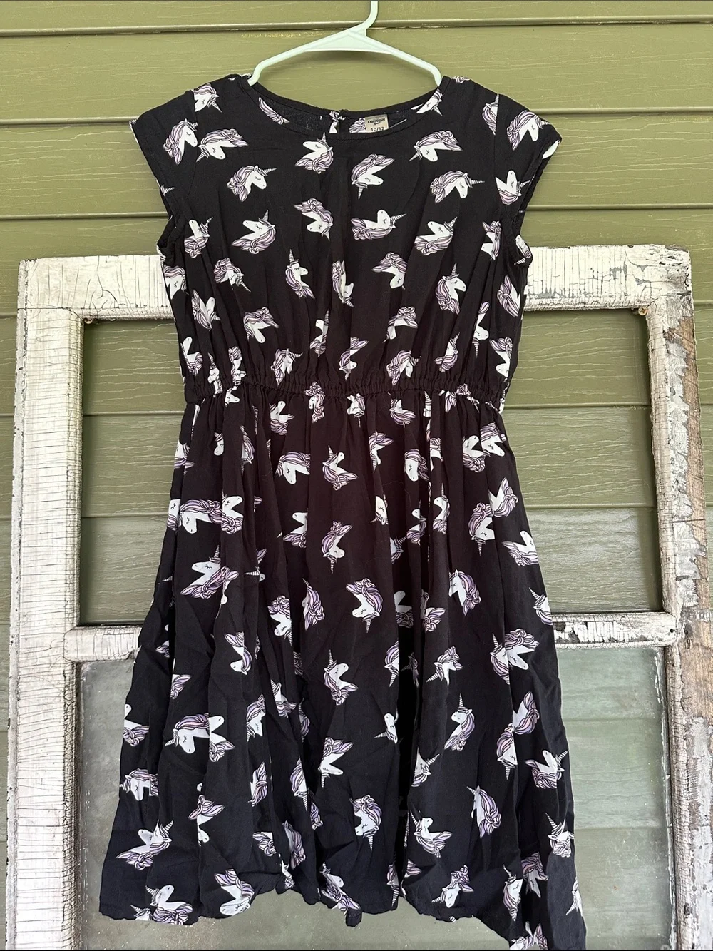 OshKosh B'gosh Black Dress with White and Light Purple Bird Print